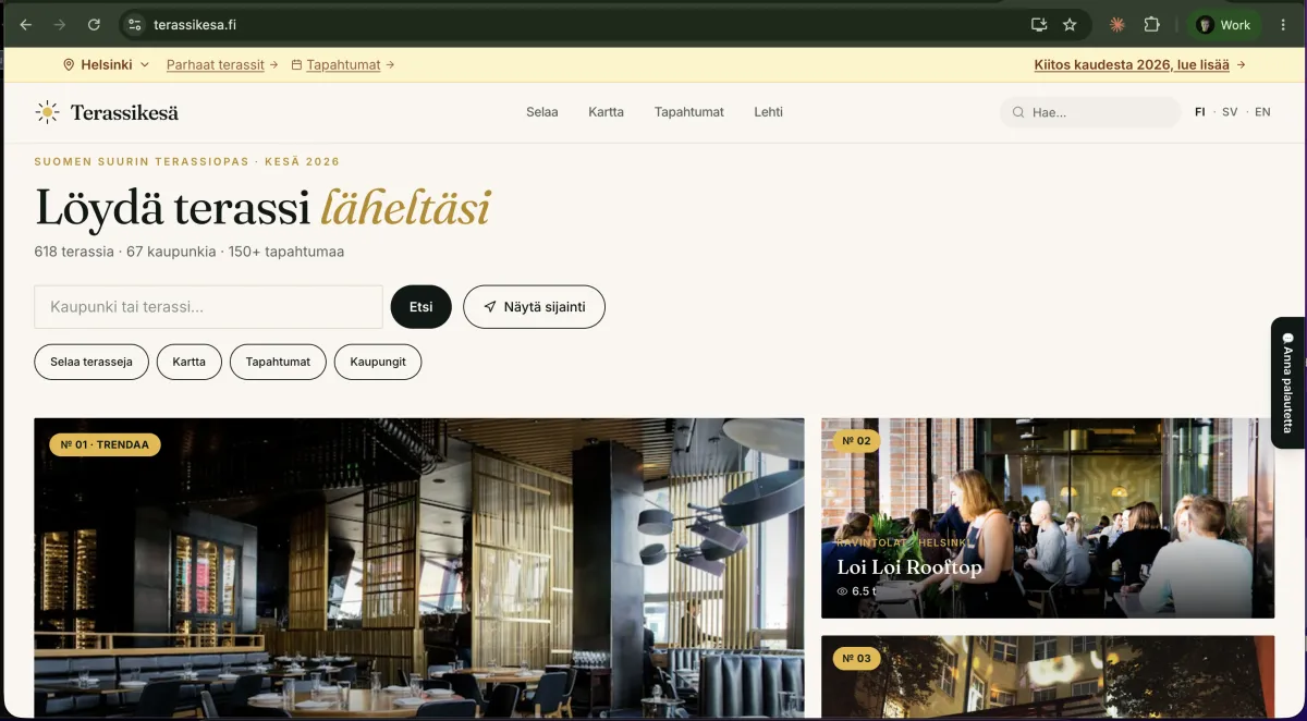 Kuvakaappaus sivustosta terassikesa.fi